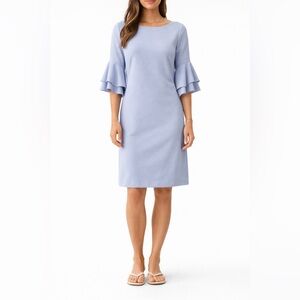 Lauren Ralph Lauren Light Blue Ruffle Sleeve Shift Dress Size 6 Boat Neck